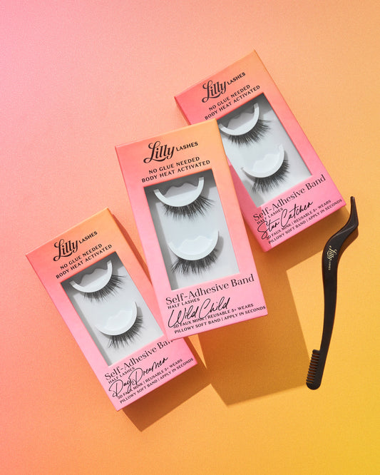 Self-adhesive trio with lash applicator