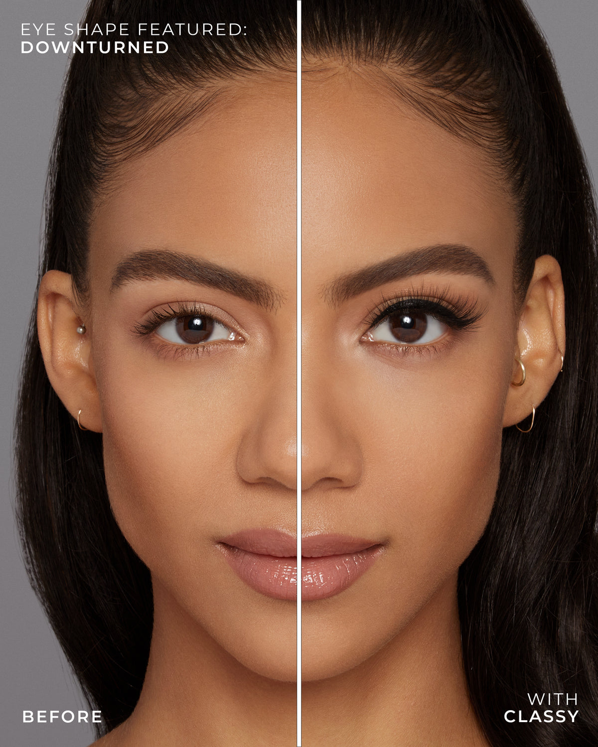 Lilly Lashes | Luxury Synthetic Lite Lashes | Classy False Lash | Downturned Before & After