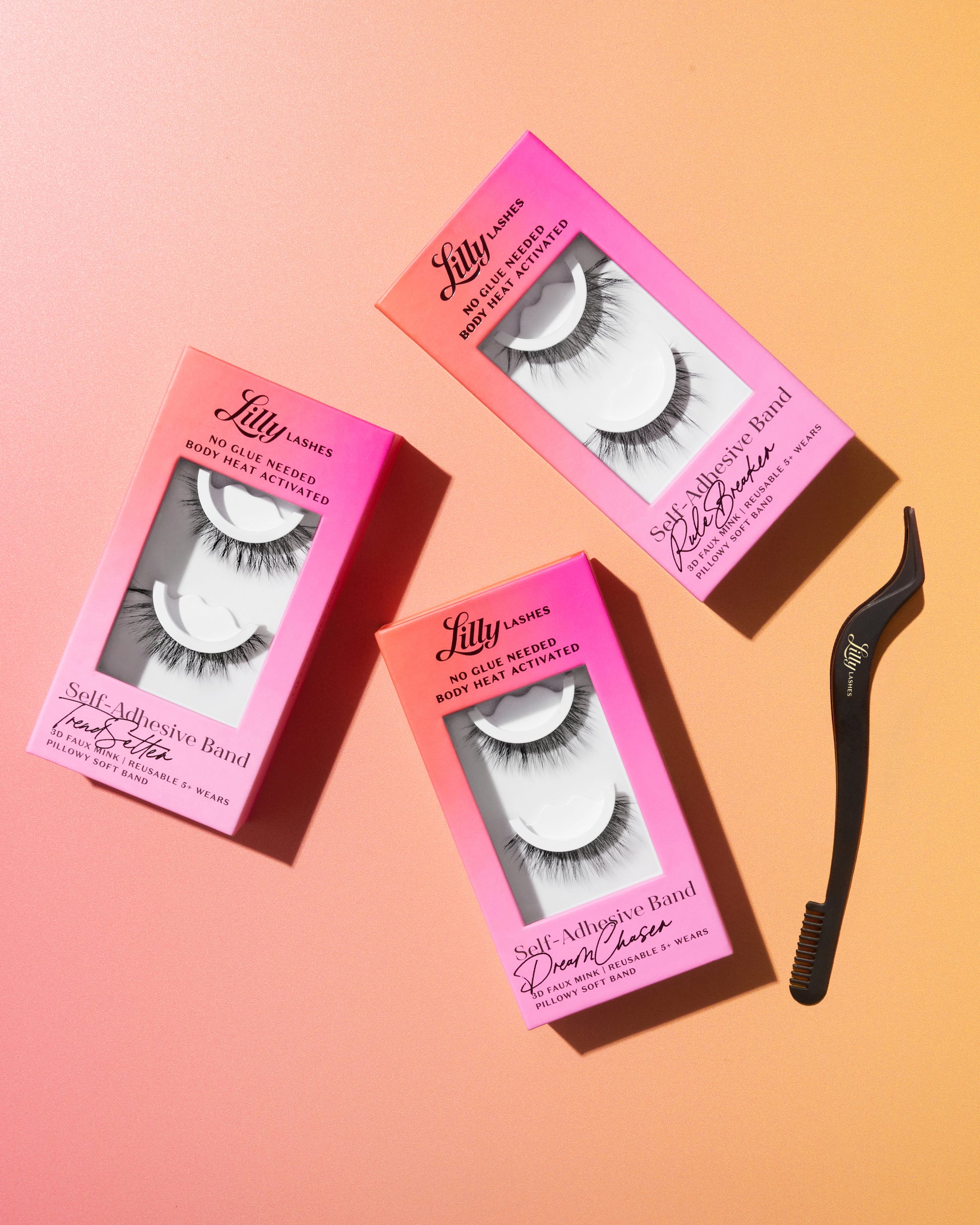 Self-adhesive trio with lash applicator natural