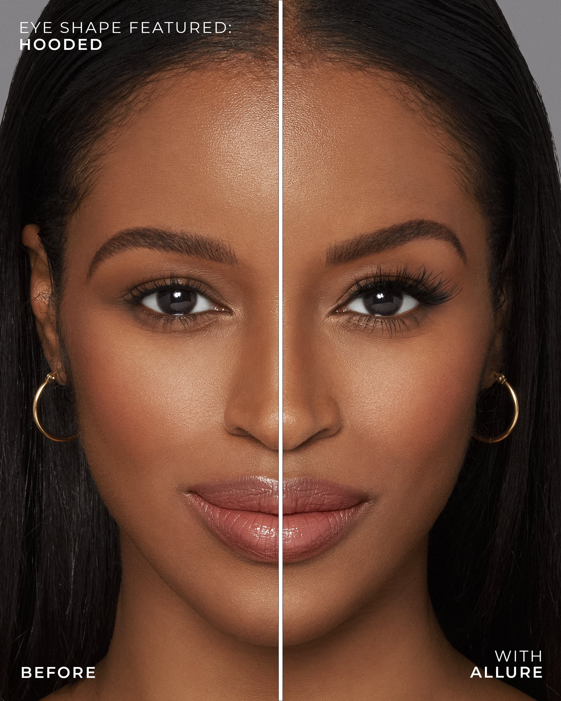 Lilly Lashes | Luxury Synthetic Lite Lashes | Allure False Lash | Hooded Eye Before & After
