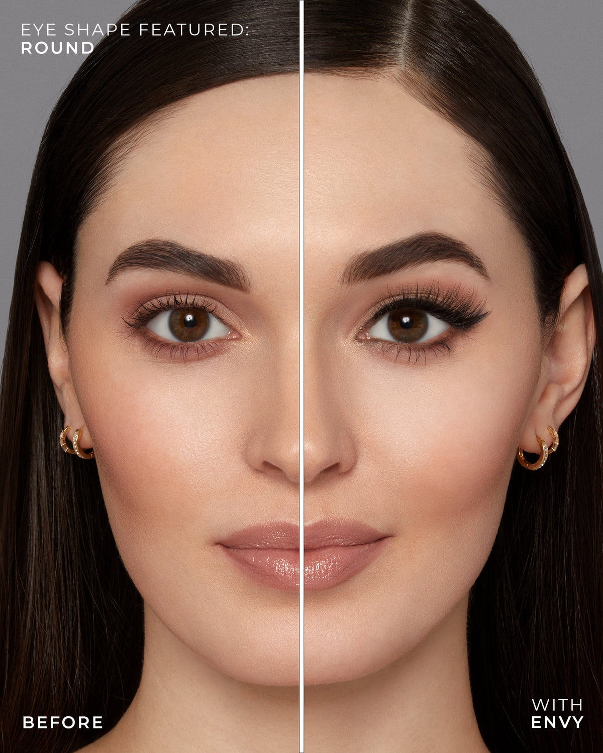 Lilly Lashes | Luxury Synthetic Lite Lashes | Envy False Lash | Round Before & After